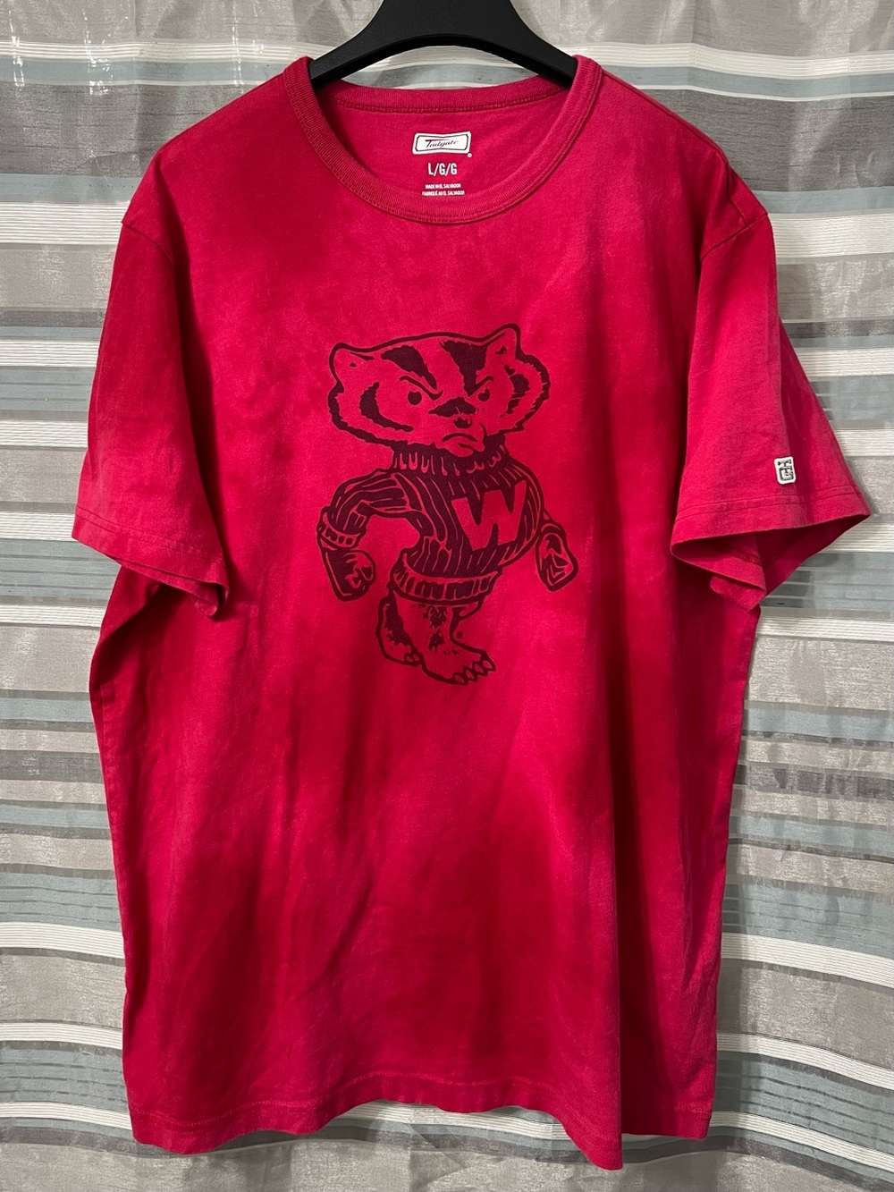 Wisconsin Badgers Vintage Washed Graphic Bucky Badger Red Tee